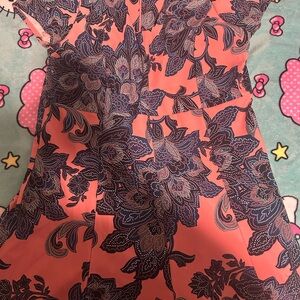 Chic Coral and Navy Floral Mini Dress